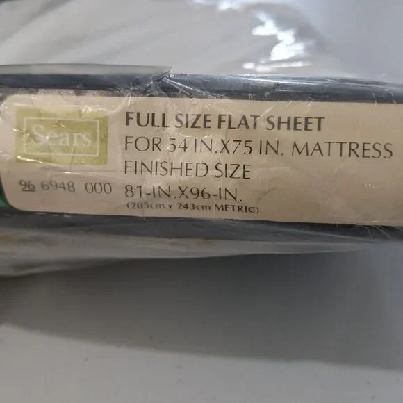 Medley White Vintage Full Flat Sheet Sears Perma Prest Percale Cotton Blend New - Picture 6 of 7